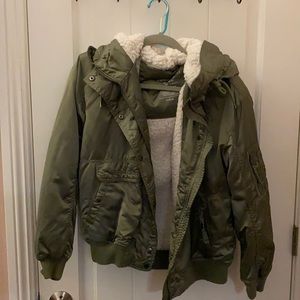 Green puffer jacket